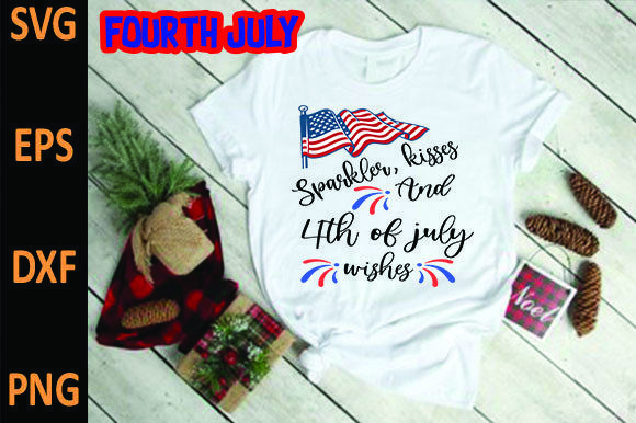 Sparkler, Kisses and 4th of July Wishes Graphics for T-Shirt Designs